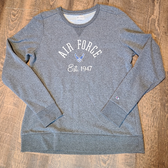 Champion Gray Heathered "Airforce" Graphic crew neck sweatshirt Size XL - Picture 1 of 7